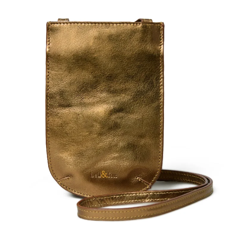 Designer handle bags with luxury logo detailing -KALA Mobile Phone Bag - Bronze