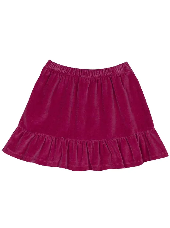 Cute pleated skirts for youthful school outfits -Magenta Velour Skirt