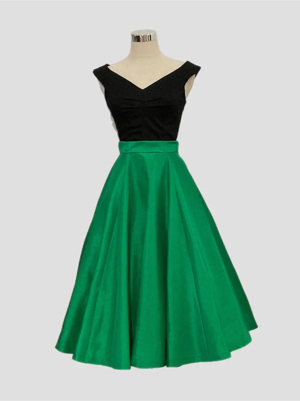 Soft cotton skirts for cozy comfort -Grace Kelly Vintage 1950’s Style Skirt  Green Shantung