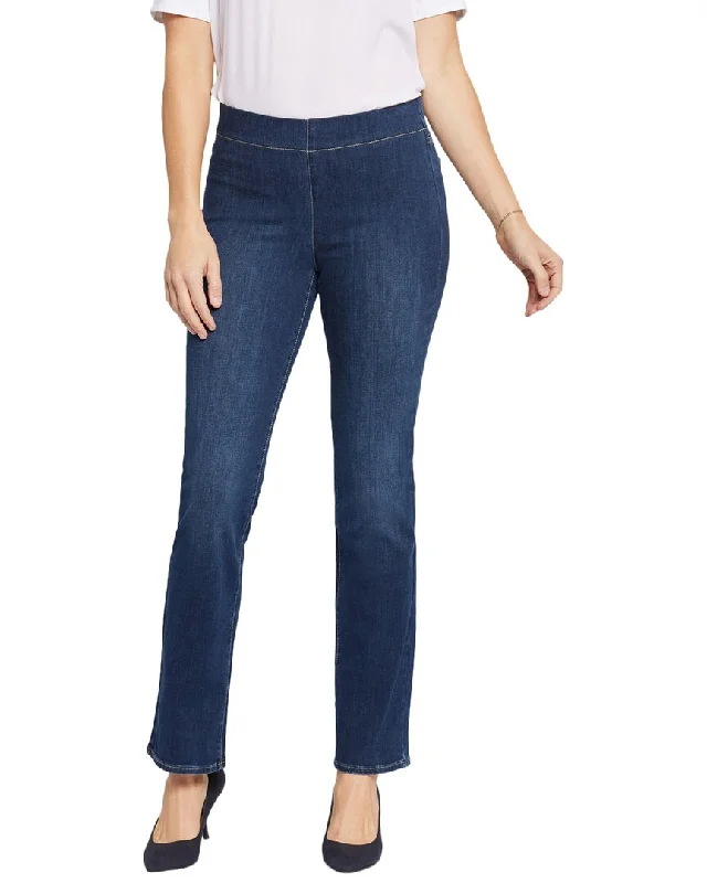 Stretchy knit tight trousers for women with soft fabric and relaxed fit -NYDJ Straight Wonderland On Crop Jean