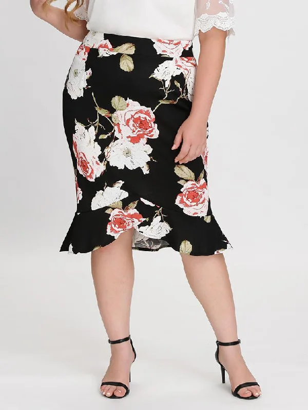 Designer skirts for luxury fashion flair -Floral Fishtail Skirt