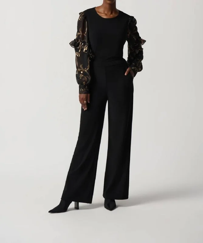 Graduation Dresses for Milestone -Wide Leg Dress Pant In Black