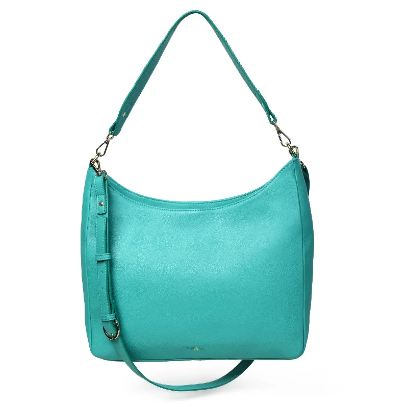 Insulated handle bags for keeping food fresh -ASAM Hobo Crossbody Bag in Teal Leather