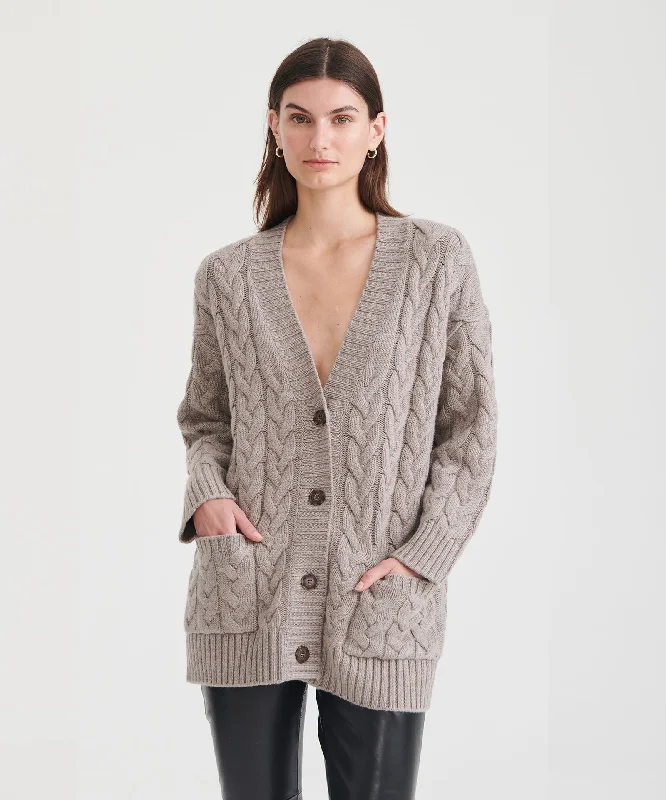 Office - appropriate cardigan for work -Cashmino Oversized Cable Cardigan