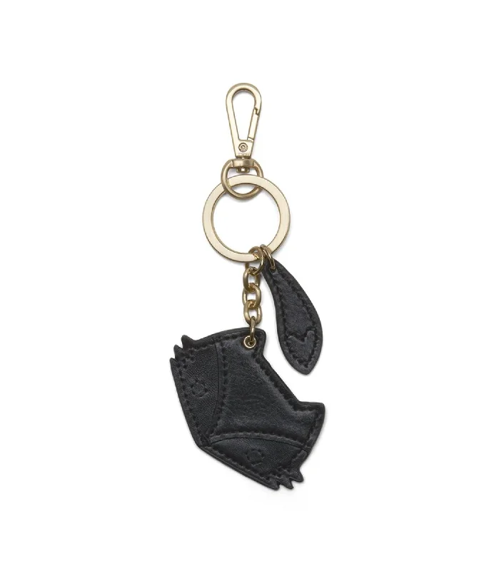 Handle bags with suede accents for texture -CUB Fox Keyring - Black Metallic