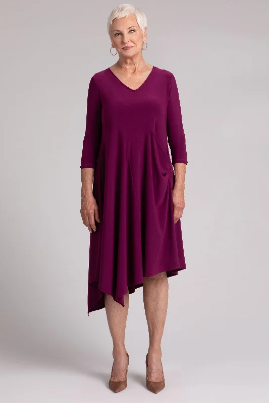 Linen Dresses for Breathable -Slant Pocket Dress | Amaranth