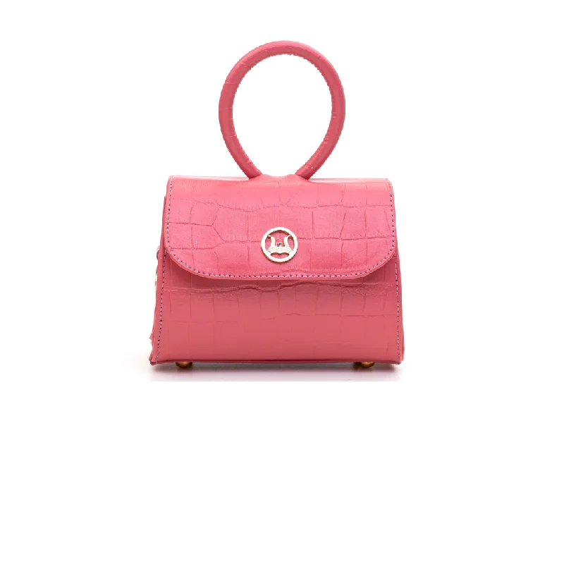 Handle bags with rugged canvas for outdoors -Monaco: Baby Pink Crocodile Print