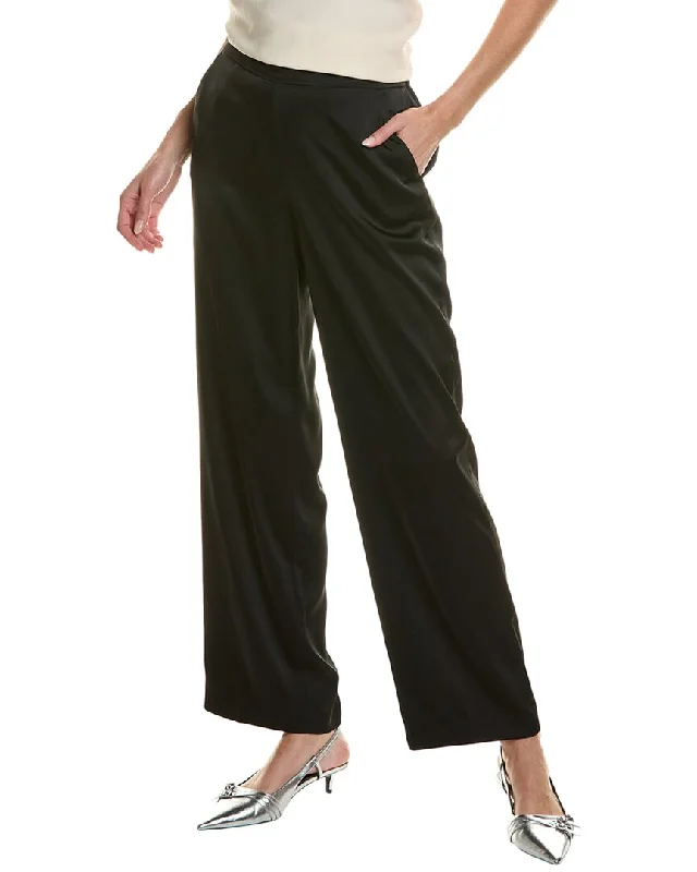 Comfortable tight trousers for women with soft cotton fabric and stretch -Anne Klein Wide Leg Pant