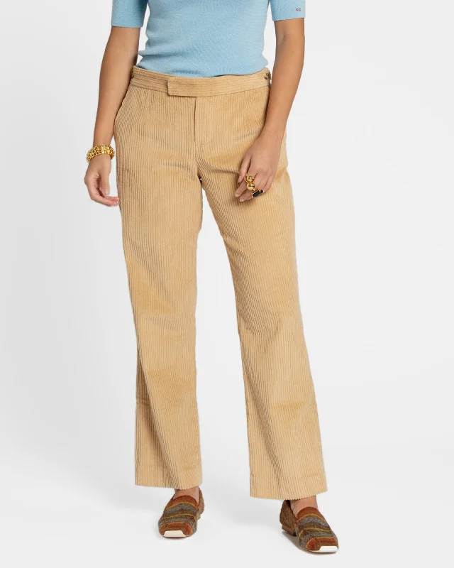 Wool blend tight trousers for women with soft, breathable fabric for year-round wear -Chloe Corduroy Pant Camel