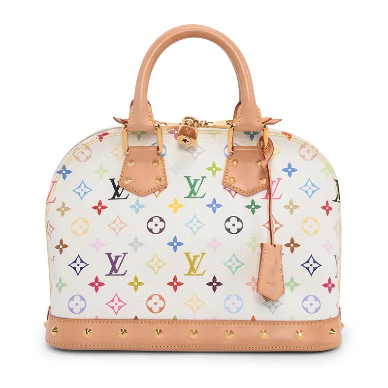 Handle bags with thick handles for support -Louis Vuitton White Multicolore Monogram Alma PM