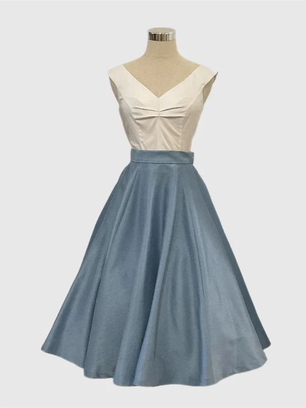 Casual skirts for effortless everyday wear -Grace Kelly Vintage 1950’s Style  Skirt  Light Blue Shantung