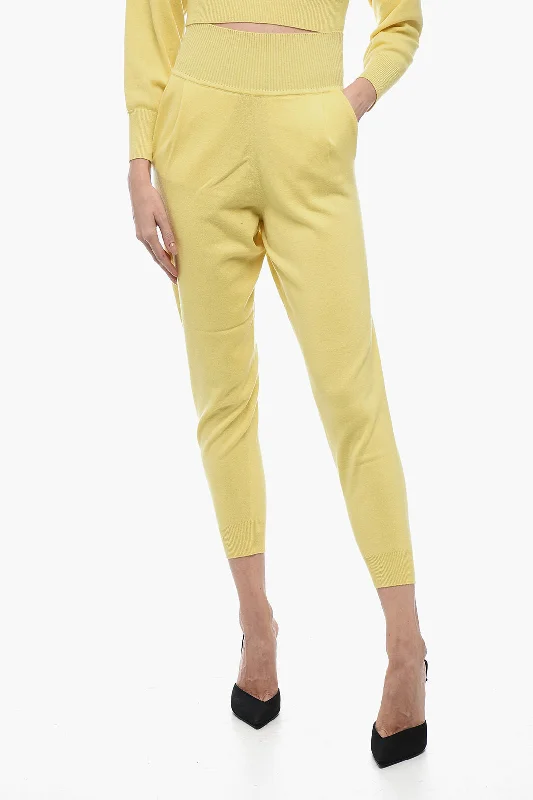 Formal tight trousers for women with sharp crease and sophisticated tailoring -Art Essay Cashmere MAYA Joggers with Pleats