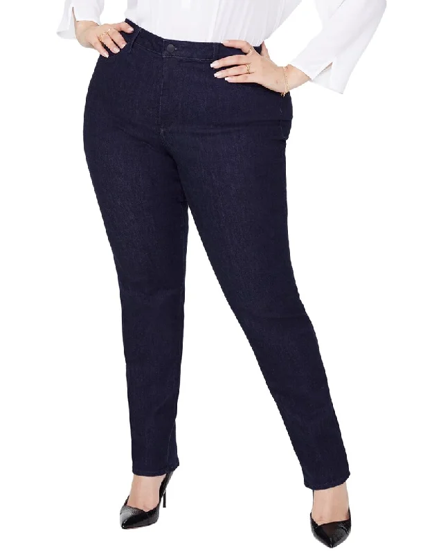 High-waisted tight trousers for women with belt loops for added style -NYDJ Plus Sheri Rinse Slim Jean