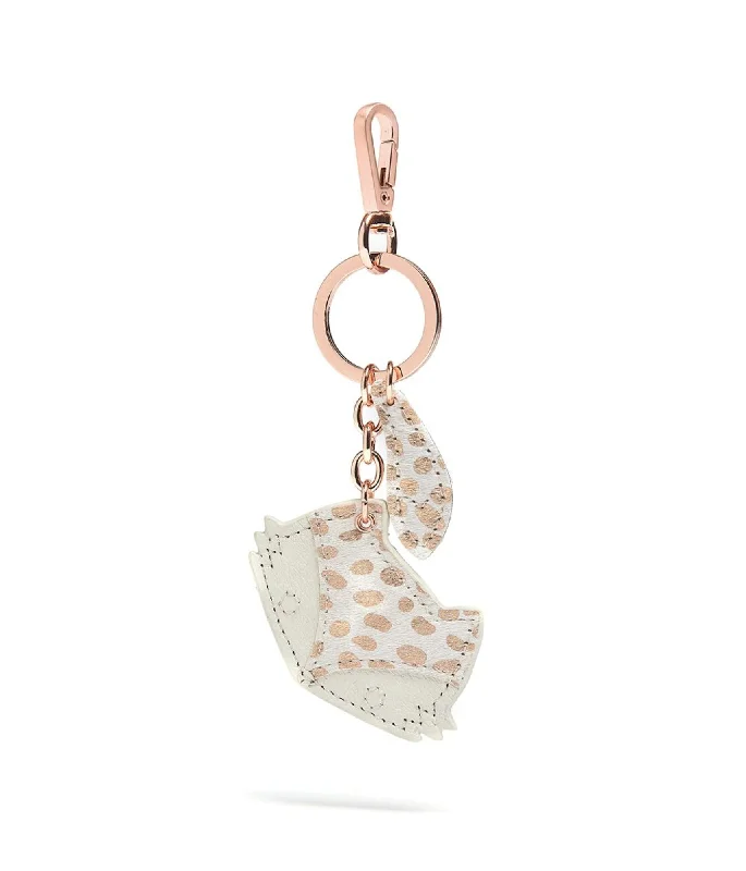 Handle bags with fun slogans for personality -CUB Fox Keyring - White & Rose Gold