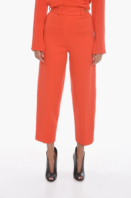 Tight cargo trousers for women with stylish pockets and slim cut for urban look -Aeron Cropped MADELEINE Trousers with High Waist