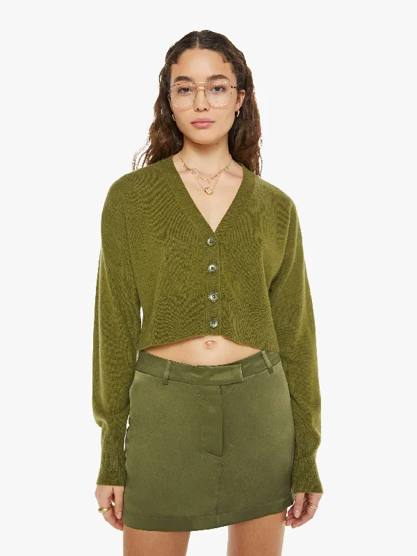 Short cardigan for petite women's style -SABLYN Adele Cropped V-Neck Cardigan - Olive