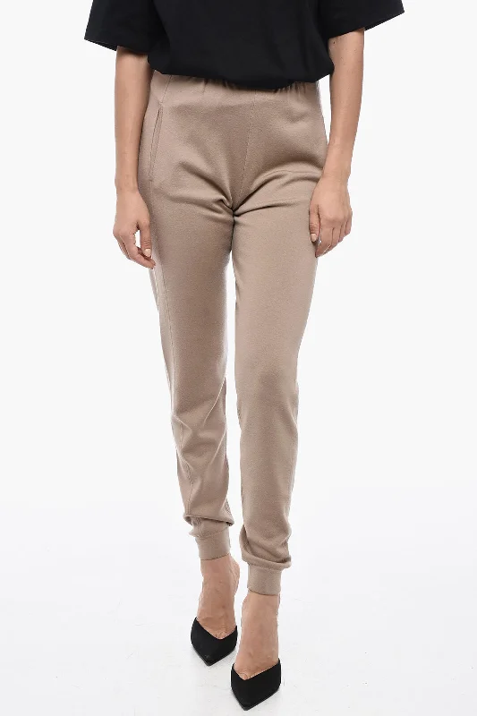 Tight trousers for women with belt loops and classic design for versatile look -Saint Laurent Wool Sweatpants with Cuffs