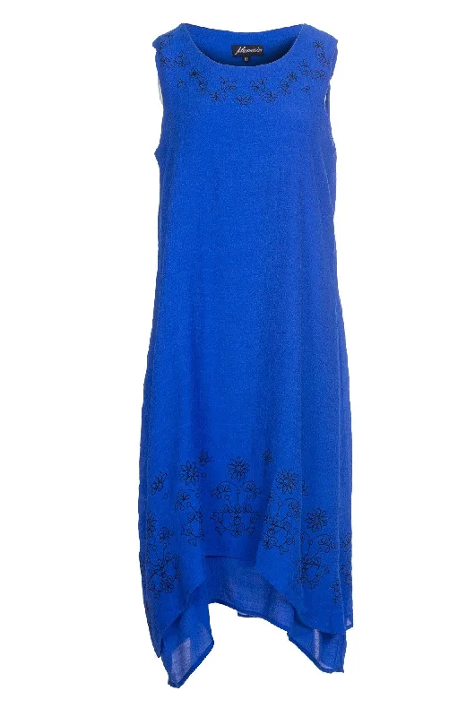 Hippie Dresses with Beads -Double layer Soft Crosshatch Dress | ROYAL | 8834A1