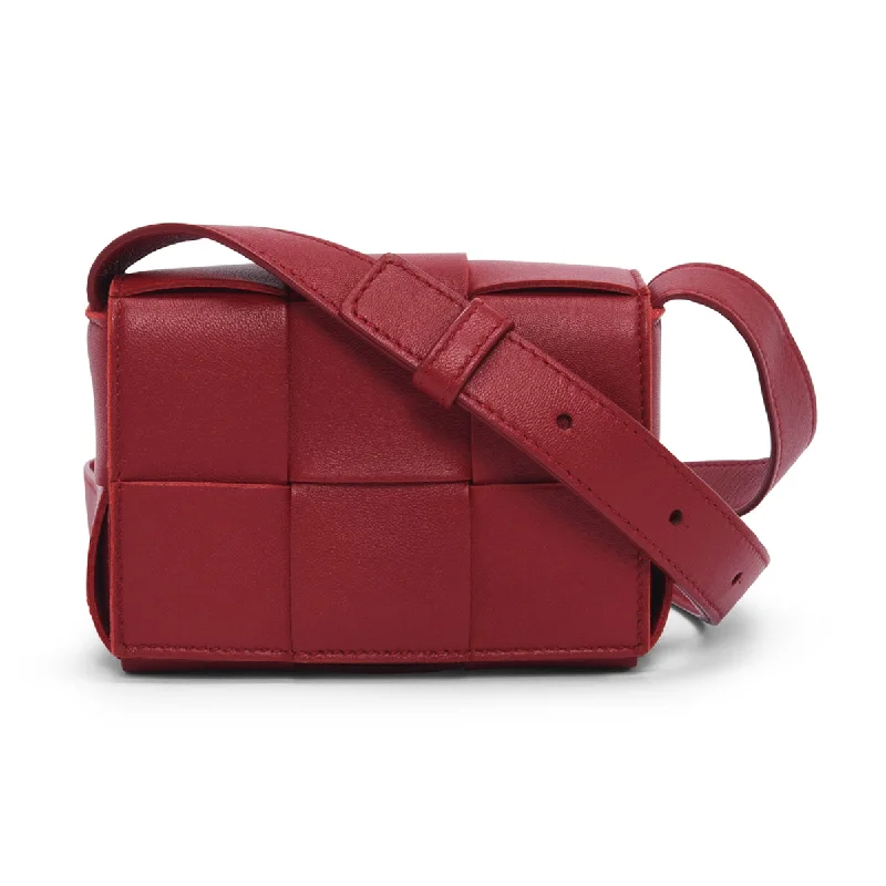 Handle bags with polka dots for fun -Bottega Veneta Red Intrecciato Candy Cassette Bag