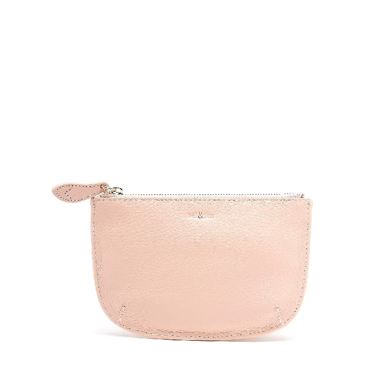 Handle bags with bold logos for branding -FAYE Leather Purse - Blush Leather