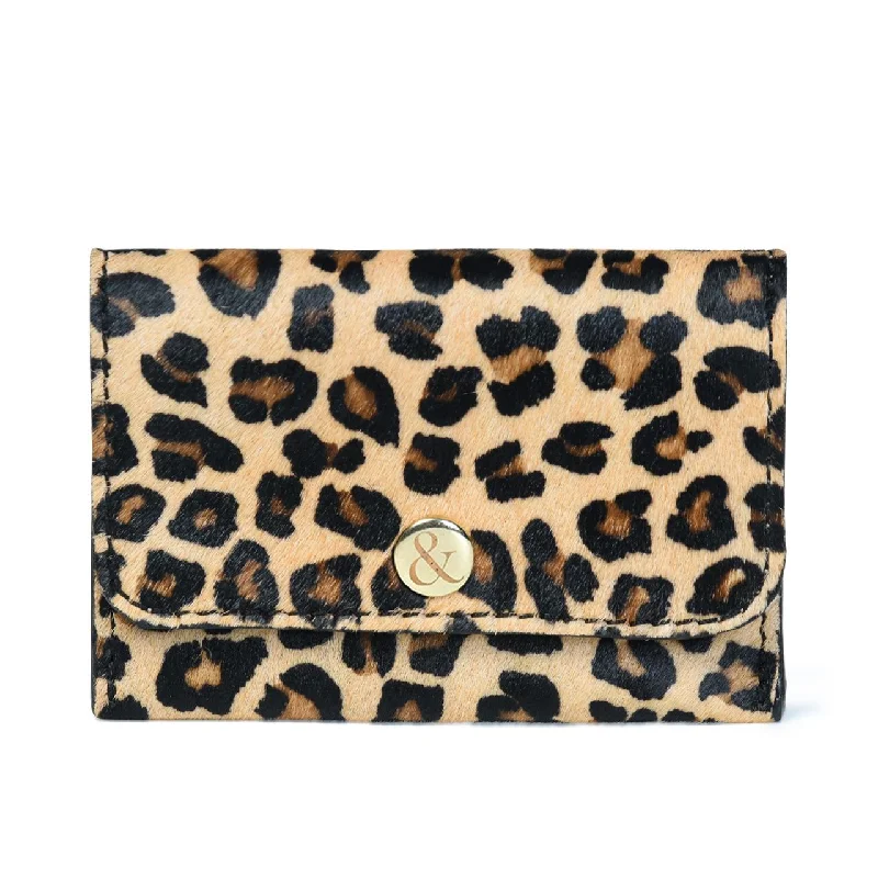 Handle bags with sleek silhouettes for fashion -ELLIE  Popper Card Holder Purse - Small Leopard Print