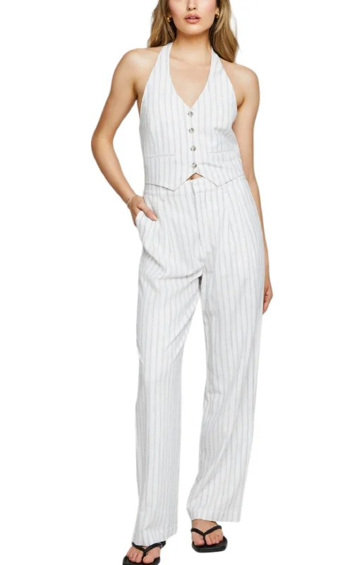 Soft fabric tight trousers for women with breathable material for year-round wear -Elliot Pants In White Stripe