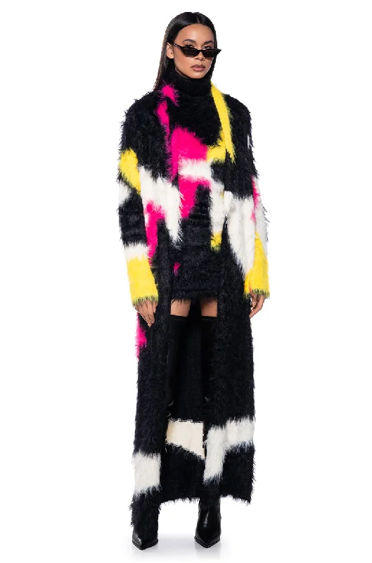 Birthday - party cardigan for a festive look -KIKI ULTRA FUZZY LONG CARDIGAN