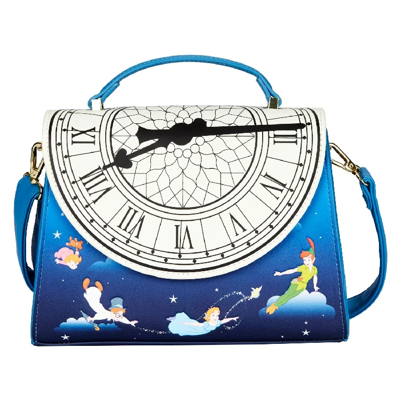 Quilted handle bags with stylish textured finish -Loungefly Peter Pan Clock Glow in the Dark Crossbody Bag