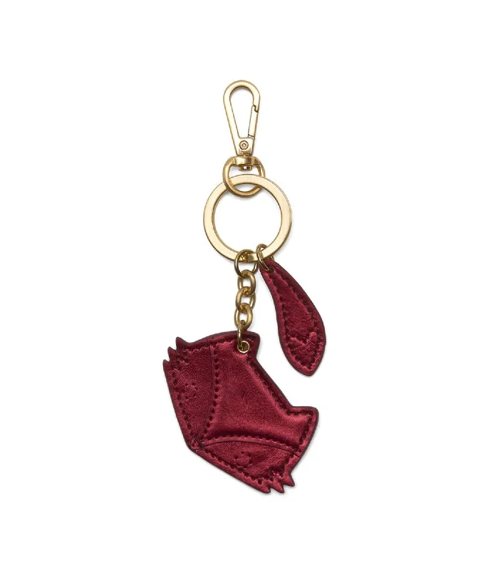 Handle bags with rustic leather for charm -CUB Fox Keyring - Cherry Metallic