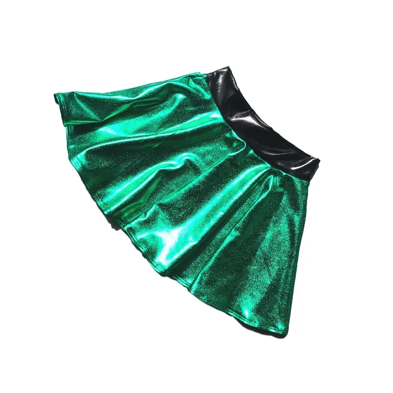 Cute mini skirts for trendy casual outings -Children's Metallic Green Jessie Graff Skater Skirt