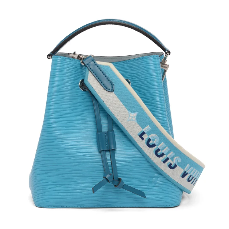 Handle bags with spacious interiors for storage -Louis Vuitton Turquoise Epi Leather Neonoe BB