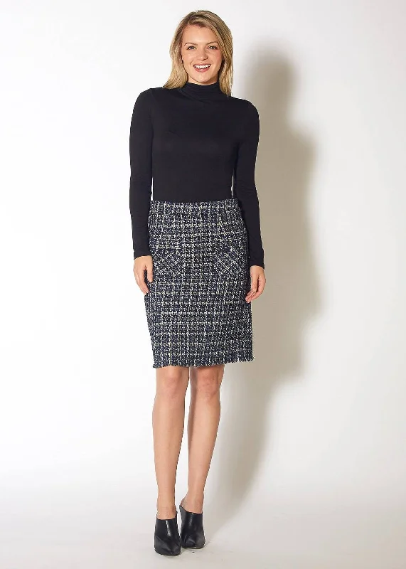 Vintage skirts for retro-inspired fashion vibes -Women's High Rise Pencil Skirt in Navy Tweed