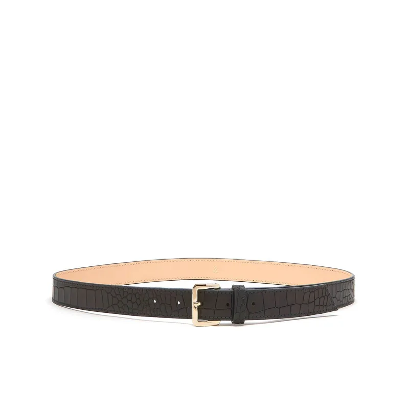 Handle bags with soft velvet for luxury -ERIN Leather Belt - Black Croc