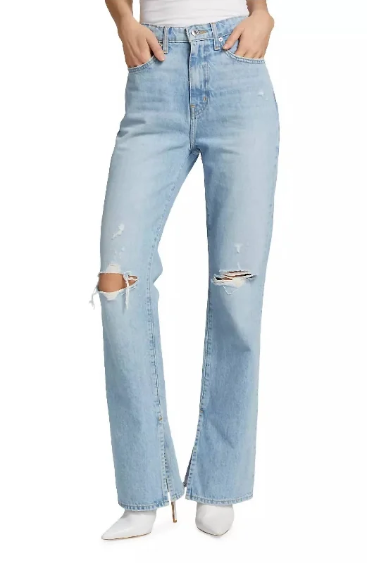 Elegant tight trousers for women with high-quality wool fabric for refined look -Frankie High Rise Straight Jeans In Distressed Bowery