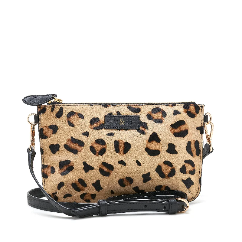 Handle bags with bright accents for pop -IZZY Cross Body Bag / Clutch - Light Leopard Mix