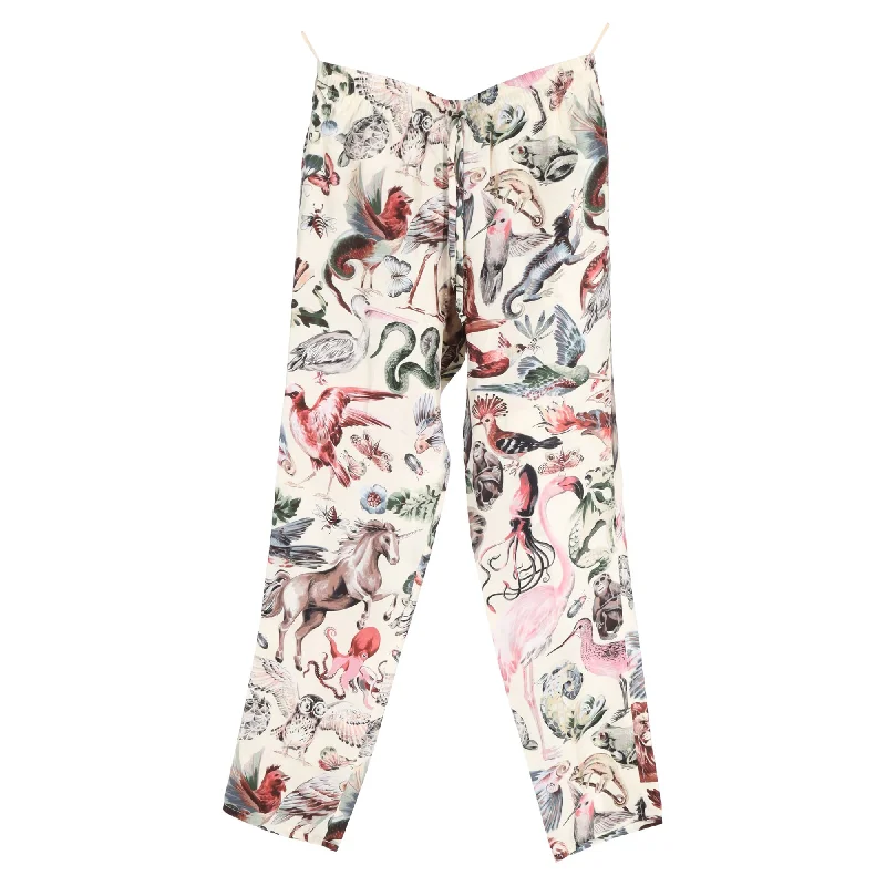 Urban tight trousers for men with street-style influence and sharp tailoring -Valentino Garavani Safari Print Straight-Leg Pants in Multicolor Silk