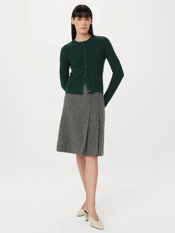 Short - sleeve cardigan for mild days -The Merino Wool Fitted Cardigan in Pine Grove