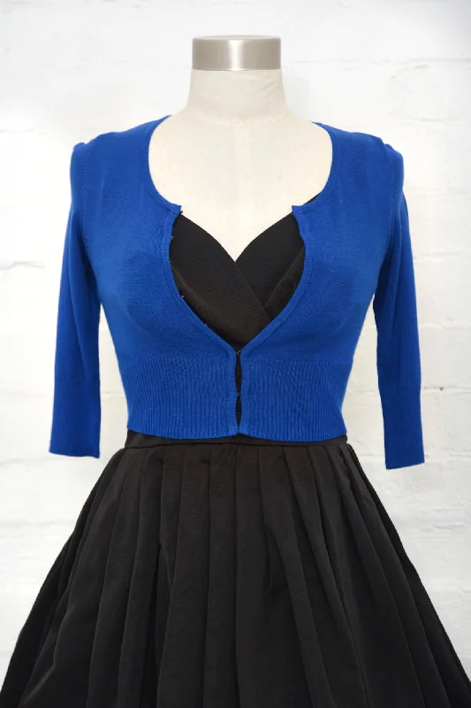 Open - front cardigan for a relaxed look -Crop Cardigan  Blue