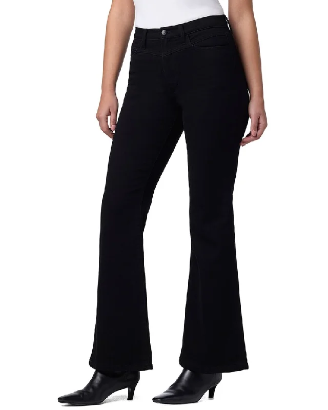 Stretch-fit tight trousers for women with all-over fit and body-hugging silhouette -JOE'S Jeans Black Rinse High-Rise Flare Jean