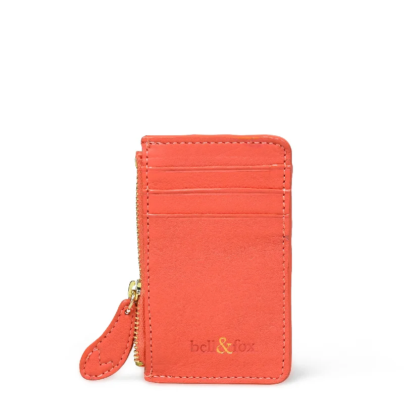 Handle bags with sleek silhouettes for fashion -LIA Leather Card Holder - Coral Leather