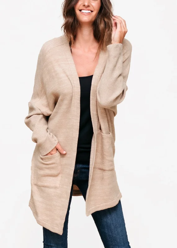 Party - cardigan for a fun night out -Women's Basic Cardigan In Camel