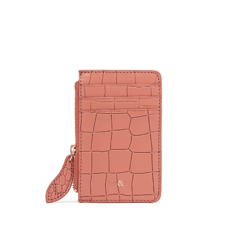 Handle bags with bold checks for trend -LIA Leather Card Holder - Terracotta Croc