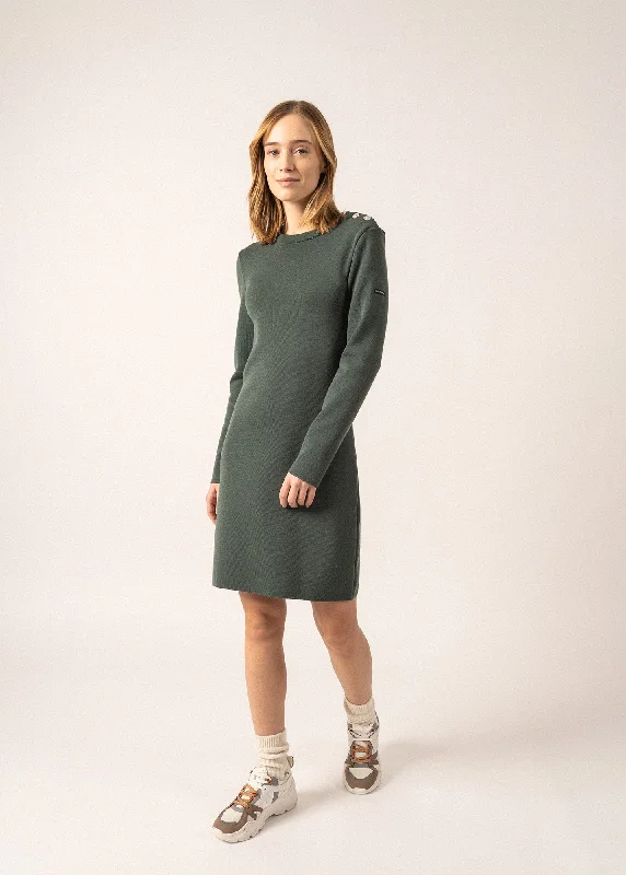 Cotton Dresses for Comfort -Grande Marée jumper dress - plain, in wool (VEGETAL)