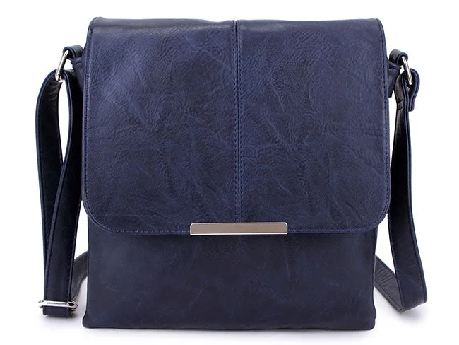 Handle bags with quilted leather for luxury -LARGE MULTI POCKET CROSS BODY MESSENGER BAG - NAVY BLUE