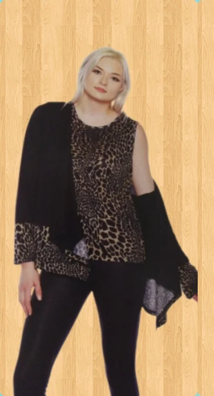 Fringed - cardigan for a bohemian look -Papa fashions leopard Cardigan with camisole