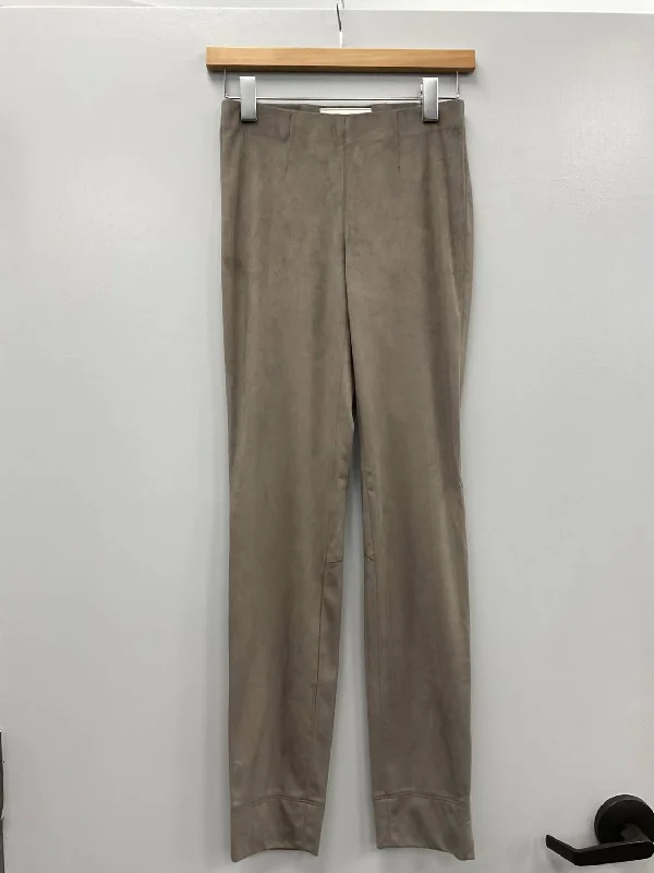 High-waisted tight trousers for women with tapered leg and vintage-inspired design -Tapered Sabrina Velour Pant In Taupe