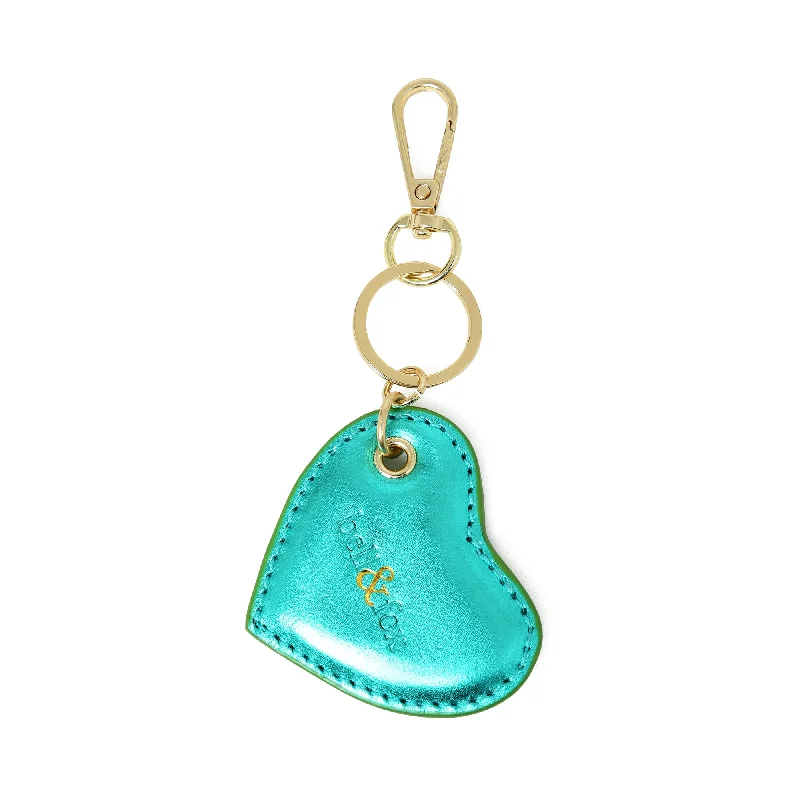 Large handle bags with spacious interior compartments -CUPID Heart Keyring - Emerald Metallic