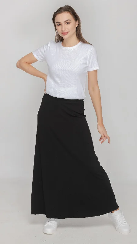 Bold skirts with metallic shimmer finish -Bamboo Jersey Maxi Skirt - Black