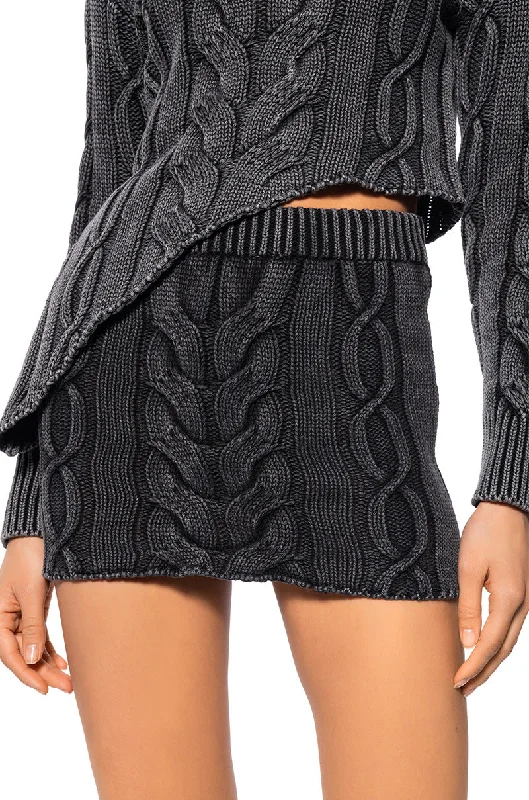 High-waisted skirts with button front detail -BUNDLED UP CHUNKY KNIT MINI SKIRT