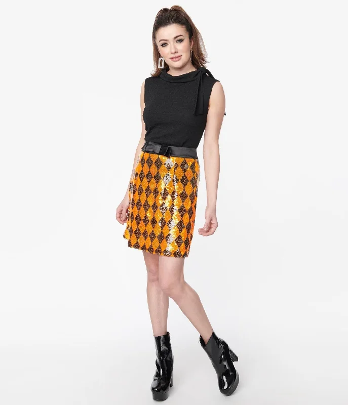 Affordable skirts for simple daily outfits -Smak Parlour Orange Sequin Mod Skirt